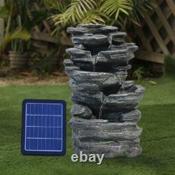 Fontaine de Jardin Solaire avec Éclairage LED Caractéristique d'Eau Cascadante 27X23X46cm
