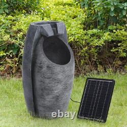 Fontaine de Jardin Solaire avec Éclairages LED en Pierre Grise Cascadante pour Extérieur