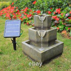 Fontaine de Jardin avec Éclairage LED, Statues Intérieures et Extérieures, Solaire U