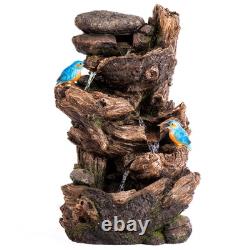 Fontaine de Jardin avec Lumières LED Tronc d'Arbre Sérénité 63cm de Haut avec Pompe