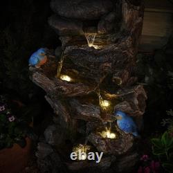 Fontaine de Jardin avec Lumières LED Tronc d'Arbre Sérénité 63cm de Haut avec Pompe