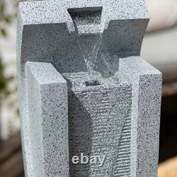 Fontaine de jardin LED à colonne Kiso facile à utiliser en gris moderne