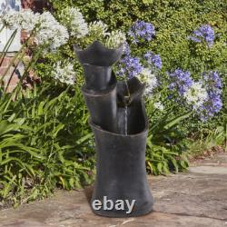 Fontaine de jardin à 3 niveaux de 60,5 cm de hauteur avec lumière et cascade d'eau pour l'extérieur