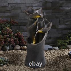 Fontaine de jardin à 3 niveaux de 60,5 cm de hauteur avec lumière et cascade d'eau pour l'extérieur