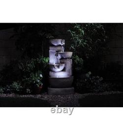 Fontaine de jardin à 4 niveaux Breeins avec LED, 86 cm, ornement de patio à cascades