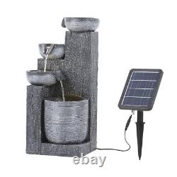 Fontaine de jardin à 4 niveaux avec éclairage LED solaire pour extérieur