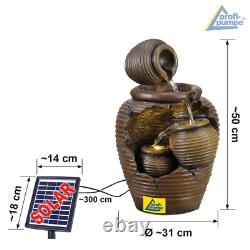 Fontaine de jardin à cascade alimentée par énergie solaire avec lumières LED