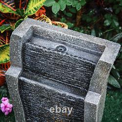 Fontaine de jardin à énergie solaire avec éclairage LED, éléments d'eau et statues en polyresine pour l'extérieur