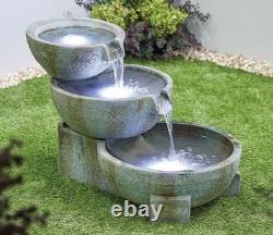 Fontaine de jardin à étages avec effet pierre LED Oasis