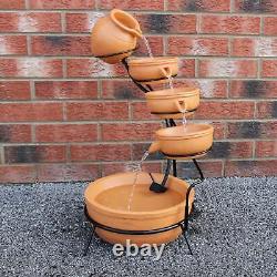 Fontaine de jardin avec cascade, alimentée par énergie solaire, ornement extérieur de jardin