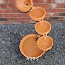 Fontaine de jardin avec cascade alimentée par énergie solaire pour extérieur