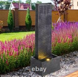 Fontaine de jardin avec cascade, lumière LED électrique, statue extérieure, pompe