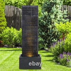 Fontaine de jardin avec cascade, lumière LED électrique, statue extérieure, pompe