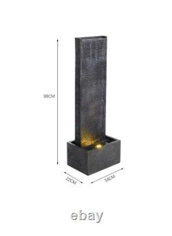 Fontaine de jardin avec cascade, lumière LED électrique, statue extérieure, pompe