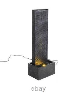 Fontaine de jardin avec cascade, lumière LED électrique, statue extérieure, pompe