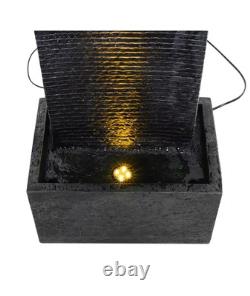 Fontaine de jardin avec cascade, lumière LED électrique, statue extérieure, pompe