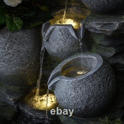 Fontaine de jardin avec lumière LED, planteur et éléments d'eau en roches, 75 cm Serenity River