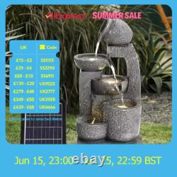 Fontaine de jardin décorative à éclairage LED avec fonctionnalité d'eau alimentée par énergie solaire