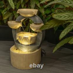 Fontaine de jardin décorative en cercles naturels alimentée par énergie solaire