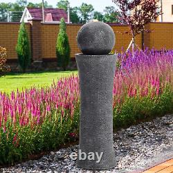 Fontaine de jardin électrique avec éclairage LED, décor de statue de boule extérieure