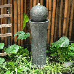 Fontaine de jardin électrique avec éclairage LED, décor de statue de boule extérieure