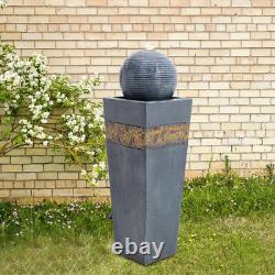 Fontaine de jardin électrique avec statue ornementale, caractéristique d'eau à boule rotative LED de 80 cm
