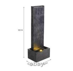 Fontaine de jardin électrique en cascade avec cascade, pompe LED, décoration de statue