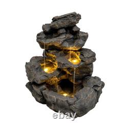 Fontaine de jardin électrique en ciment avec cascade d'eau extérieure