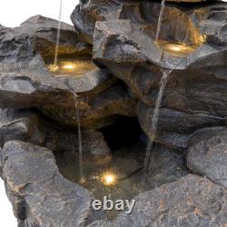 Fontaine de jardin électrique en ciment avec cascade d'eau extérieure