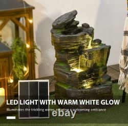 Fontaine de jardin, élément d'eau extérieur avec lumière LED, gris foncé