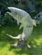 Fontaine De Jardin En Alliage Ancien, Poissons Sauteurs, Truite, Saumon, Grande Taille 90 Cm