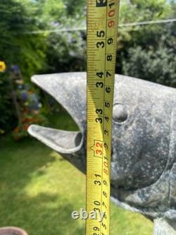 Fontaine de jardin en alliage ancien, poissons sauteurs, truite, saumon, grande taille 90 cm