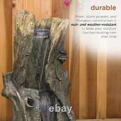 Fontaine de jardin en cascade LED extérieure Alpine 104 cm ? Décor de jardin en tronc d'arbre NEUF
