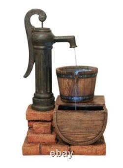 Fontaine de jardin extérieure Primrose avec pompe et baril, éclairage, 82 cm