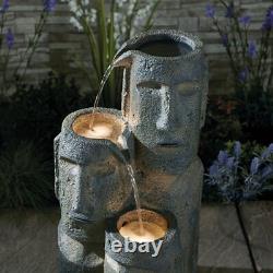 Fontaine de jardin extérieure Serenity Statue de tête d'île Cascade caractéristique d'eau 73 cm
