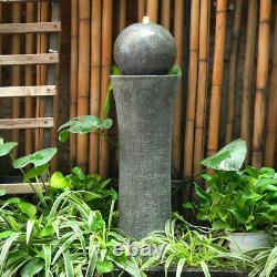 Fontaine de jardin extérieure à LED de 86 cm avec statue électrique et ornements en forme de boule