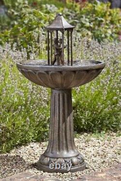 Fontaine de jardin extérieure à énergie solaire en bronze avec couple dansant