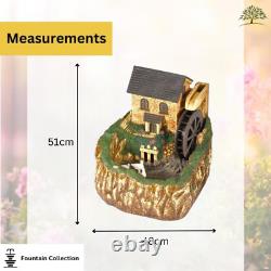 Fontaine de jardin extérieure à roue de moulin avec éclairage solaire LED et décoration lumineuse de 51cm