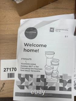 Fontaine de jardin extérieure alimentée par énergie solaire, urne à 4 niveaux en cascade Teamson