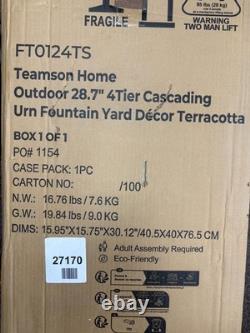 Fontaine de jardin extérieure alimentée par énergie solaire, urne à 4 niveaux en cascade Teamson