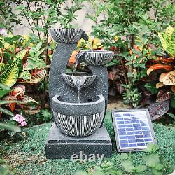 Fontaine de jardin extérieure alimentée par l'énergie solaire avec cascade, lumières LED et kits de pompe