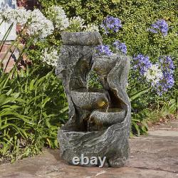 Fontaine de jardin extérieure avec éclairage LED et pompe à eau solaire