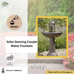 Fontaine de jardin extérieure avec effet bronze en forme de couple dansant alimentée par l'énergie solaire