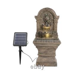Fontaine de jardin extérieure avec tête de lion alimentée par énergie solaire et lumière blanche chaude Fontaine de jardin extérieure avec tête de lion alimentée par énergie solaire et lumière blanche chaude