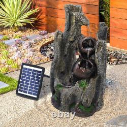 Fontaine de jardin extérieure en polyrésine avec chute de roche de montagne et éclairage LED alimenté par énergie solaire