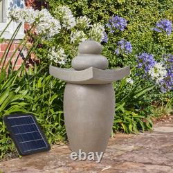 Fontaine de jardin extérieure en résine et pierre avec LED, cascade d'eau solaire