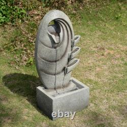 Fontaine de jardin moderne en gris avec LED oval de Teamson Home, avec une douce lueur.