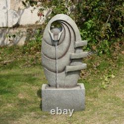 Fontaine de jardin moderne en gris avec LED oval de Teamson Home, avec une douce lueur.
