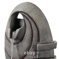 Fontaine de jardin moderne en gris avec LED oval de Teamson Home, avec une douce lueur.