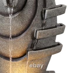 Fontaine de jardin moderne en gris avec LED oval de Teamson Home, avec une douce lueur.